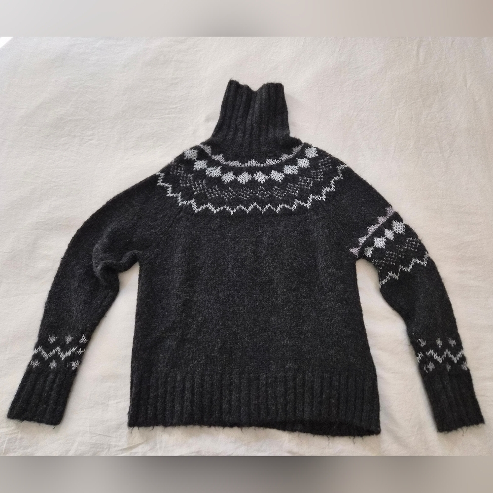 Derek Lam Black and Gray Patterned Turtleneck Swe… - image 5